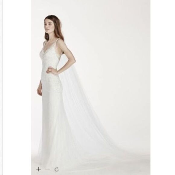 Davids Bridal One Tier Cathedral Veil White NWT - Picture 2 of 8
